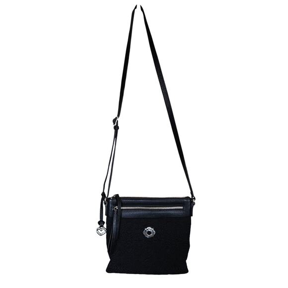 Brighton Quilted Black Crossbody Leather Mix Media Charm Neutral Casual - Picture 1 of 11